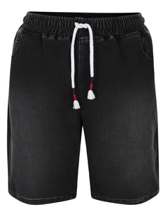 Bigdude elastische Taille Stretch-Denim-Shorts Schwarz